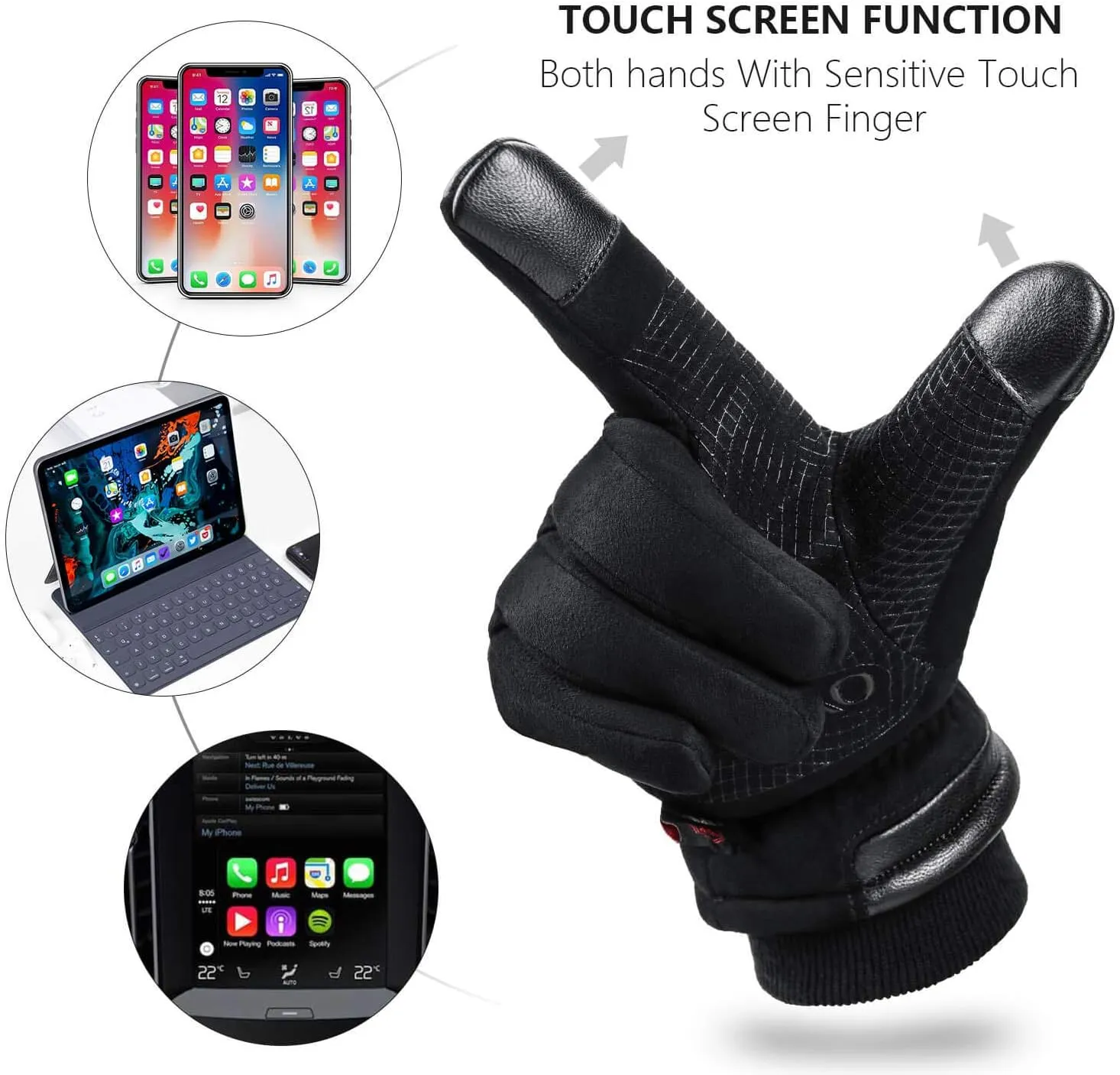 OZERO Waterproof Winter Gloves Men Women -30 ℉ Cold Proof Touchscreen Anti Slip Silicon Palm - Heated Glove Thermal for Driving Cycling Motorcycle in Cold Weather Warmest Gifts for Dad