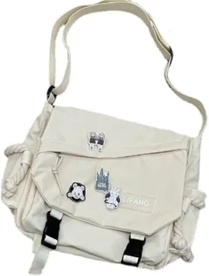 Pbkabiug Cute Nylon Messenger Bag for Women Kawaii Shoulder Crossbody Bag with Kawaii Accessories Aesthetic Tote Bag