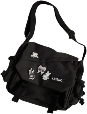 Pbkabiug Cute Nylon Messenger Bag for Women Kawaii Shoulder Crossbody Bag with Kawaii Accessories Aesthetic Tote Bag