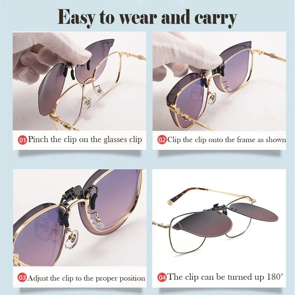 Polarized Clip On Sunglasses, Cat Eye Clip On Sunglasses, Clip on Sunglasses