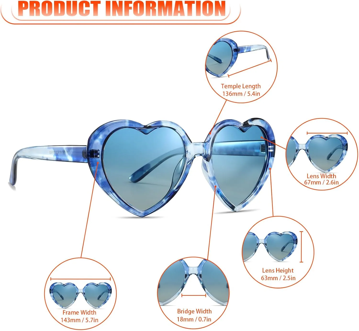 Polarized Cute Heart Sunglasses for Women, Fun Cupid Accessories Taylor Outfits