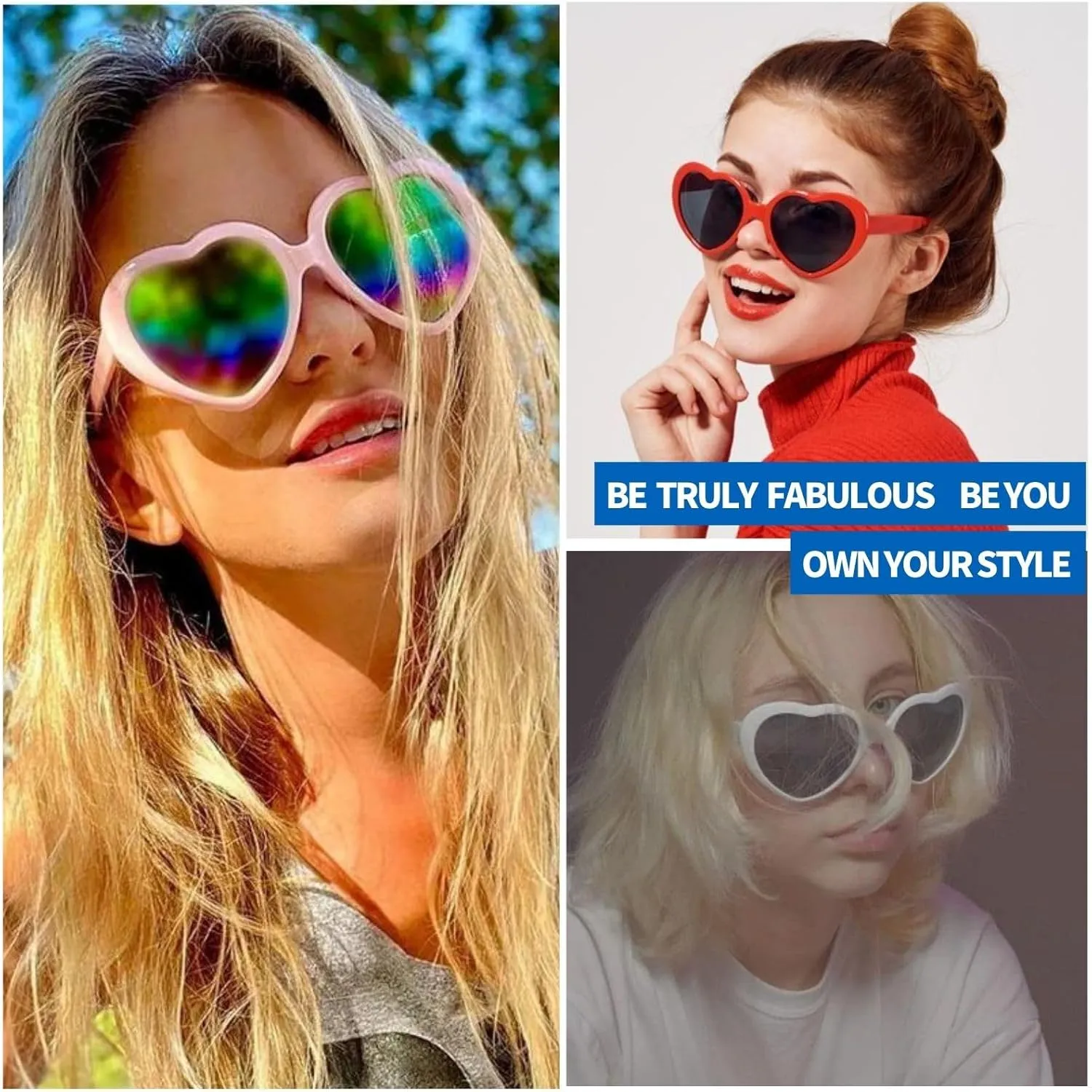 Polarized Cute Heart Sunglasses for Women, Fun Cupid Accessories Taylor Outfits