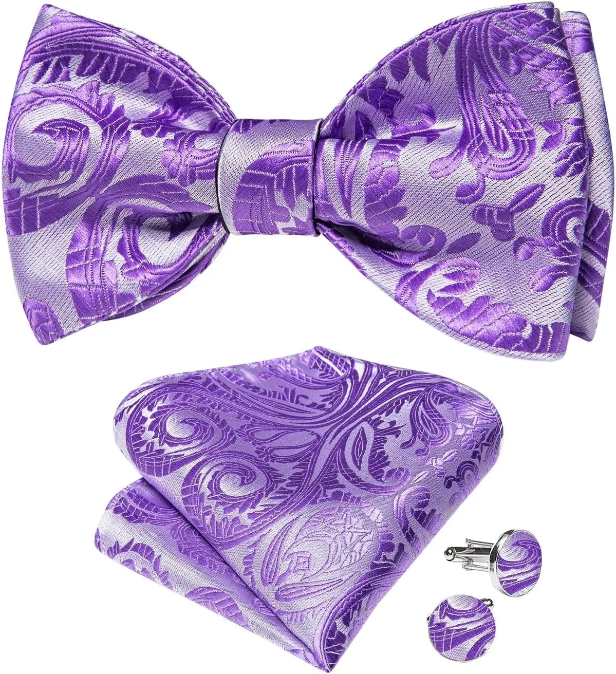 Purple Silk Self-Tie Bowties For Man Wedding Accessories Men Groom Bow Ties Hankychief Cufflinks