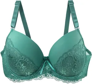 Push Up Bras for Women Plus Size Floral Lace No Underwire Soft Cup Everyday Bra Breathable Comfortable Wirefree Bra