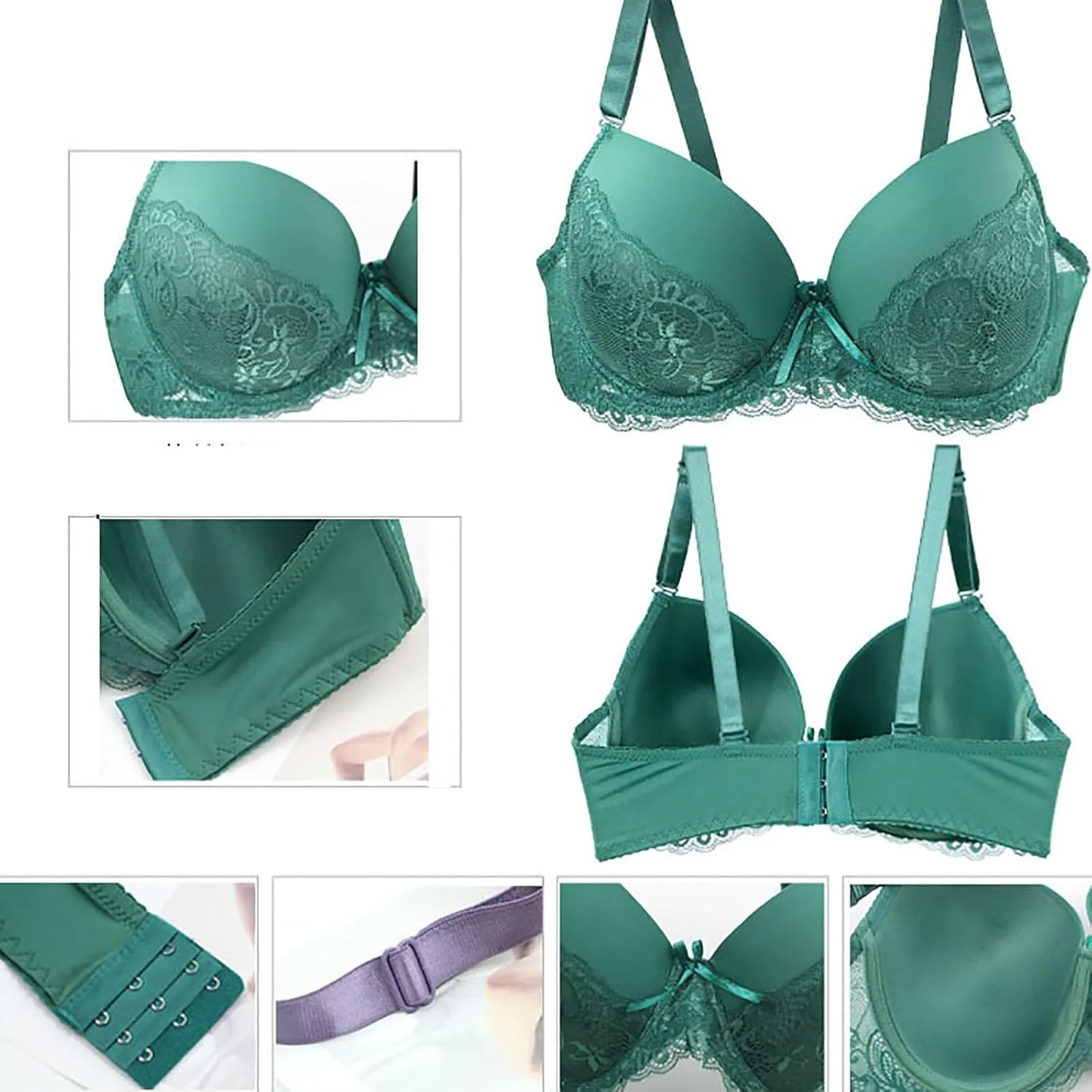 Push Up Bras for Women Plus Size Floral Lace No Underwire Soft Cup Everyday Bra Breathable Comfortable Wirefree Bra