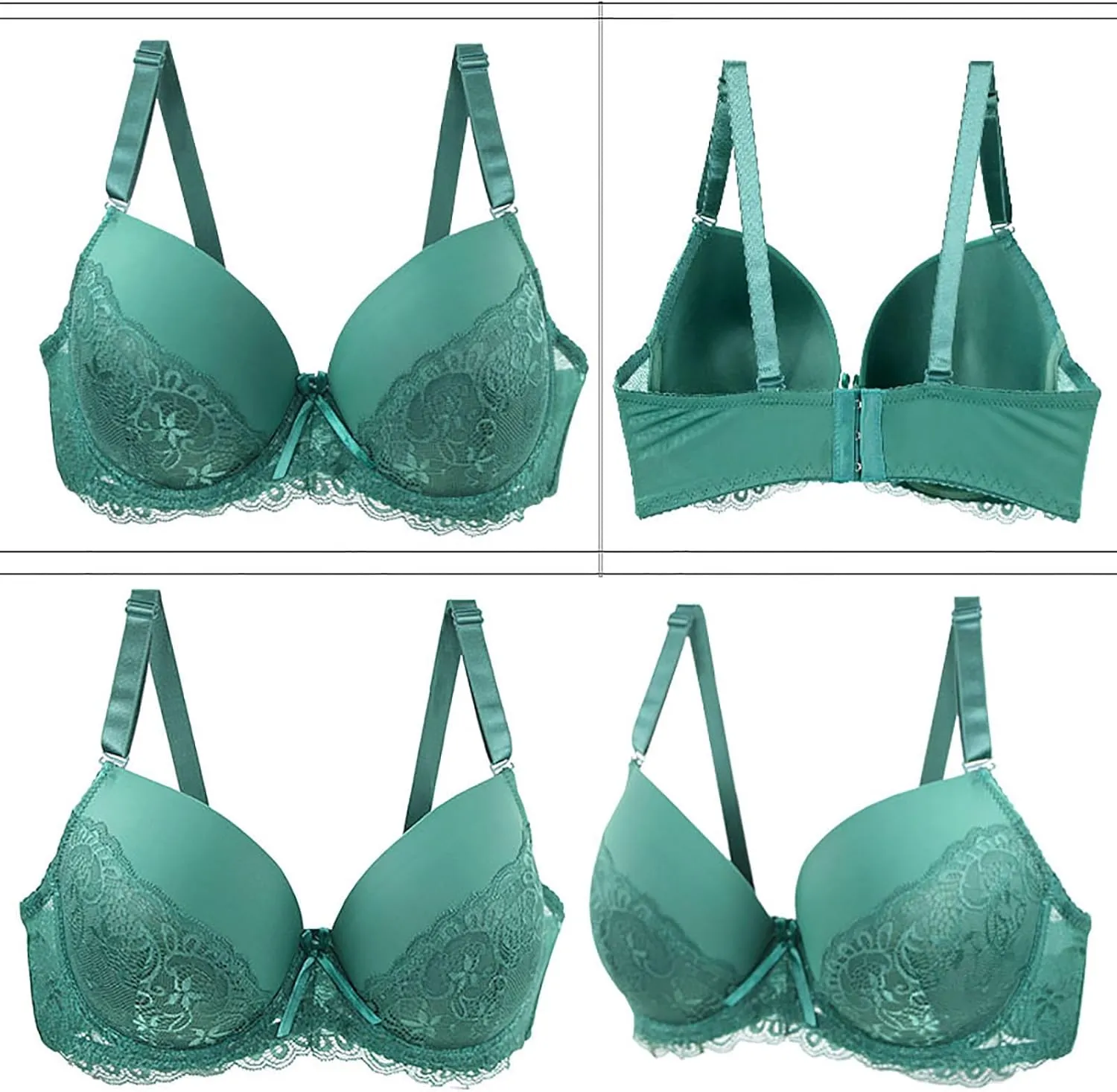 Push Up Bras for Women Plus Size Floral Lace No Underwire Soft Cup Everyday Bra Breathable Comfortable Wirefree Bra