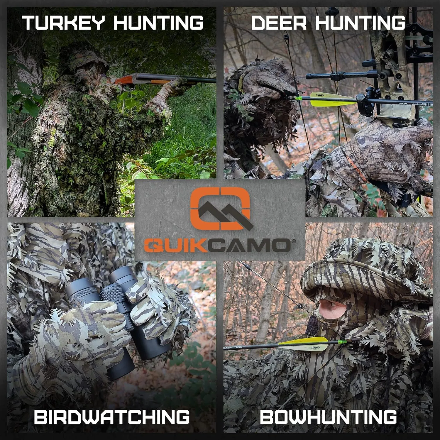 QuikCamo Mossy Oak and Realtree Lightweight 3D Leafy Camo Hunting Gloves for Men (Touch Screen Enabled or Fingerless Options)