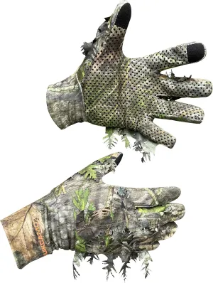 QuikCamo Mossy Oak and Realtree Lightweight 3D Leafy Camo Hunting Gloves for Men (Touch Screen Enabled or Fingerless Options)