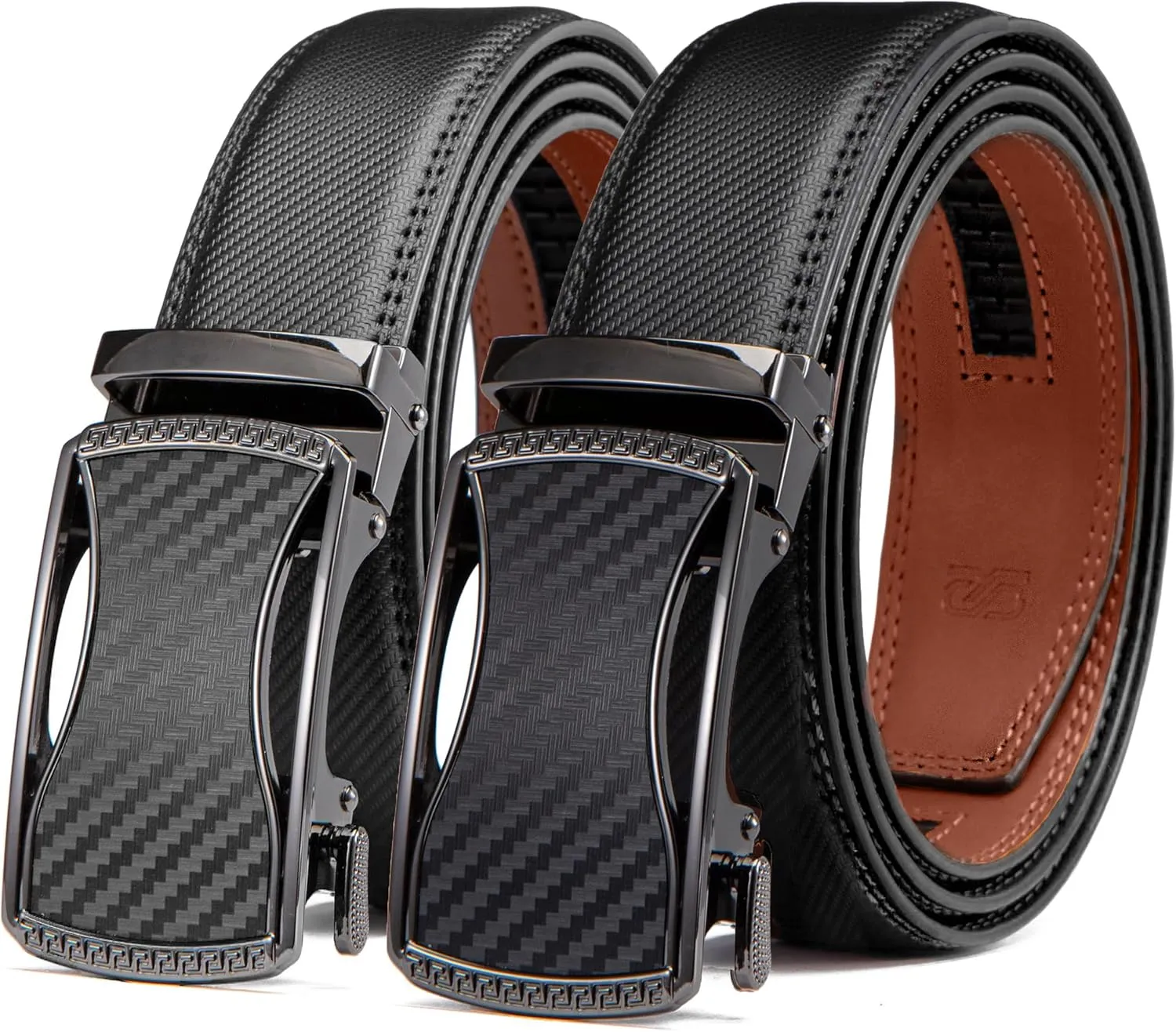 Ratchet Belts for Men 2 Pack - Mens Belt Leather with 35mm in Gift Set Box