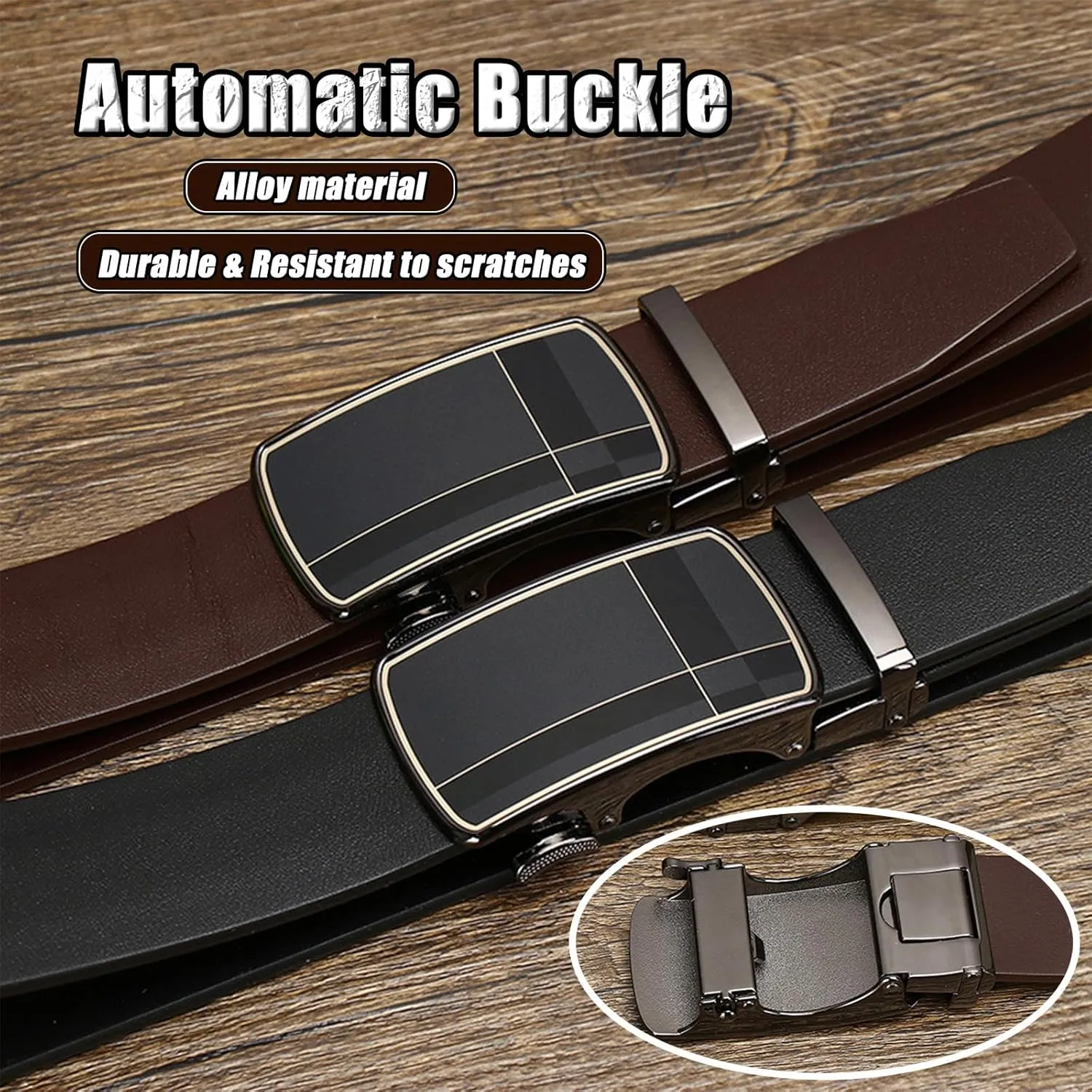 Ratchet Belts for Men Dress Casual Suit, Trim To Fit, Automatic Buckle Belt Men