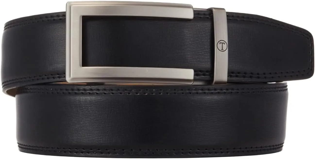 Ratchet Belts for Men, Mens Belt 32" to 45" Waist Adjustable, 1 3/8" Wide Genuine Leather