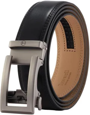 Ratchet Belts for Men, Mens Belt 32" to 45" Waist Adjustable, 1 3/8" Wide Genuine Leather