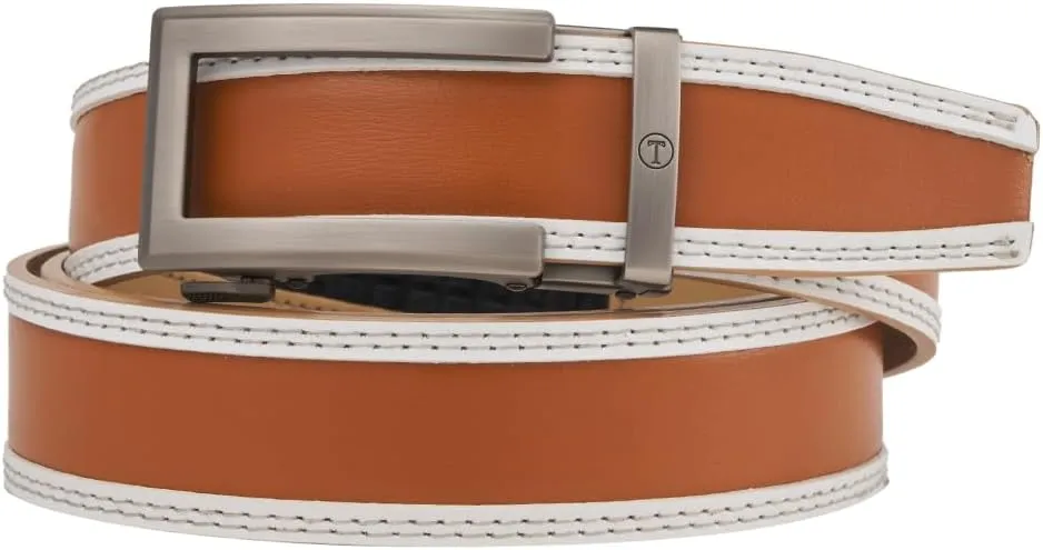 Ratchet Belts for Men, Mens Belt 32" to 45" Waist Adjustable, 1 3/8" Wide Genuine Leather