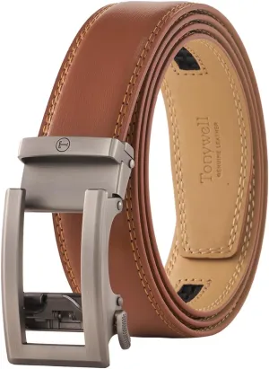 Ratchet Belts for Men, Mens Belt 32" to 45" Waist Adjustable, 1 3/8" Wide Genuine Leather