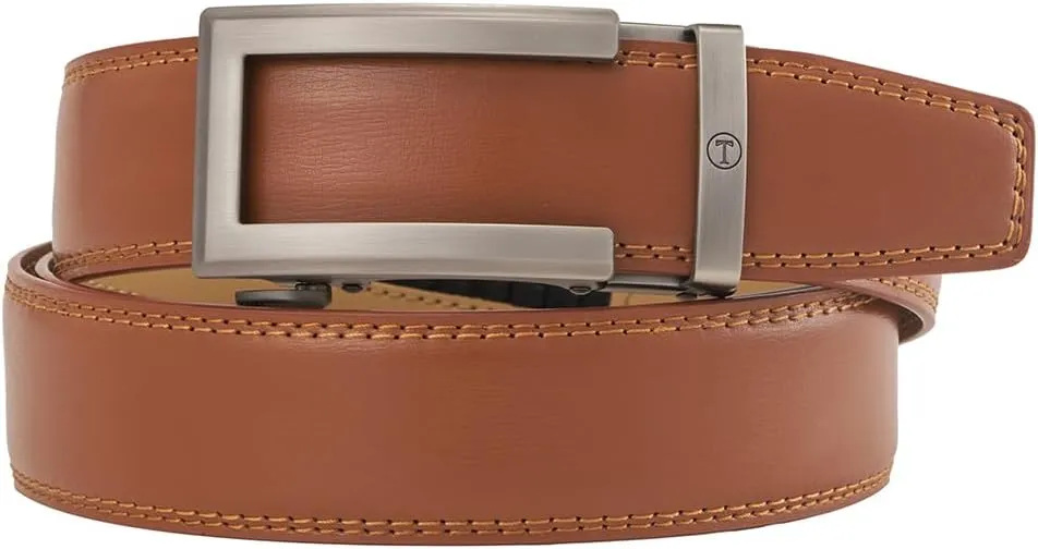 Ratchet Belts for Men, Mens Belt 32" to 45" Waist Adjustable, 1 3/8" Wide Genuine Leather