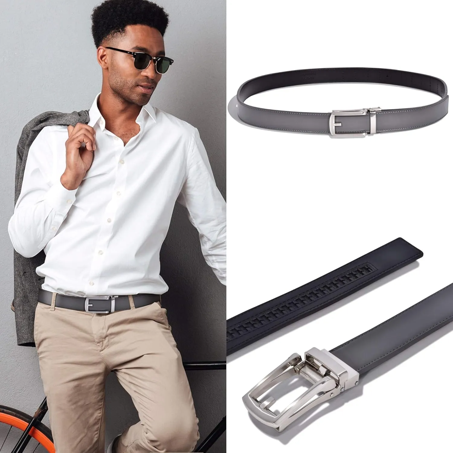 Ratchet Belts for Men with Automatic Buckle 30mm  Regular & Reversible Ratchet Belt men, Two Sided Mens Belt