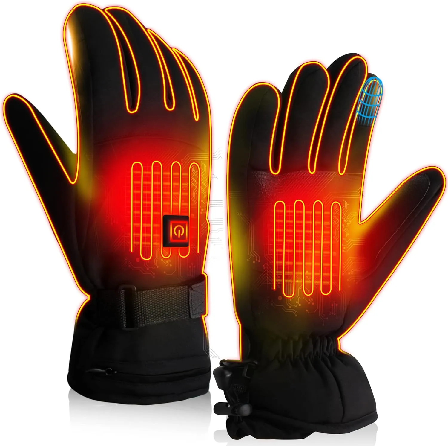Rechargeable Electric Heated Gloves for Men - Ski Gloves with 3 Levels Touchscreen Waterproof Winter Thermal Hand Warmers