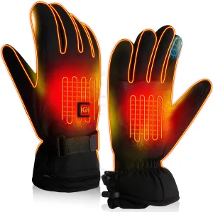Rechargeable Electric Heated Gloves for Men - Ski Gloves with 3 Levels Touchscreen Waterproof Winter Thermal Hand Warmers