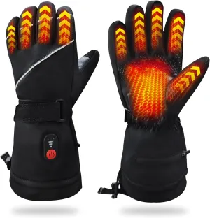 Rechargeable Heated Gloves for Men/Women, Winter Waterproof & Windproof Motorcycle Gloves for Outdoor Riding/Skiing