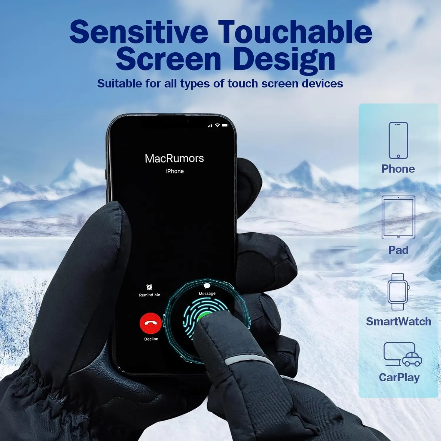 Rechargeable Heated Gloves for Men/Women, Winter Waterproof & Windproof Motorcycle Gloves for Outdoor Riding/Skiing
