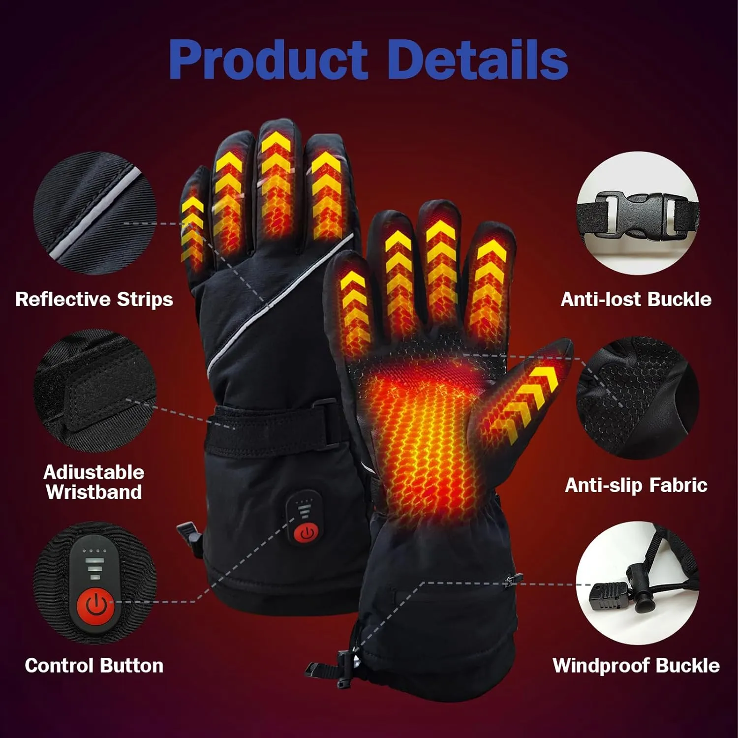 Rechargeable Heated Gloves for Men/Women, Winter Waterproof & Windproof Motorcycle Gloves for Outdoor Riding/Skiing