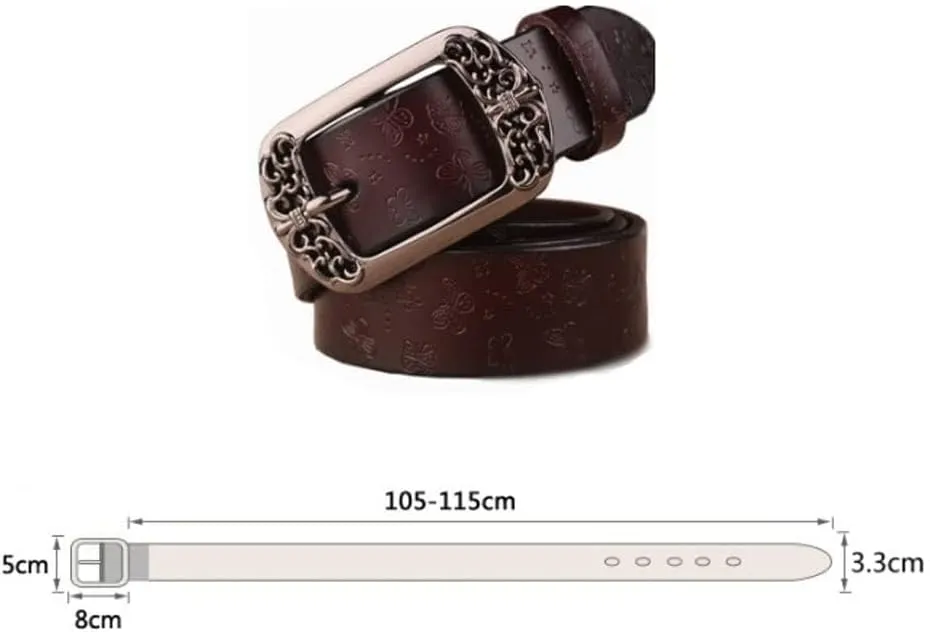 Retro Carved Flower Women Belt Vintage Pin Buckle Leather Waist Belts Elegant Jeans Pants Lady Waistbands