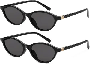 Retro Cat Eye Sunglasses for Women 90s Vintage Oval Narrow Frame Y2K Trendy Lightweight Rave Accessories