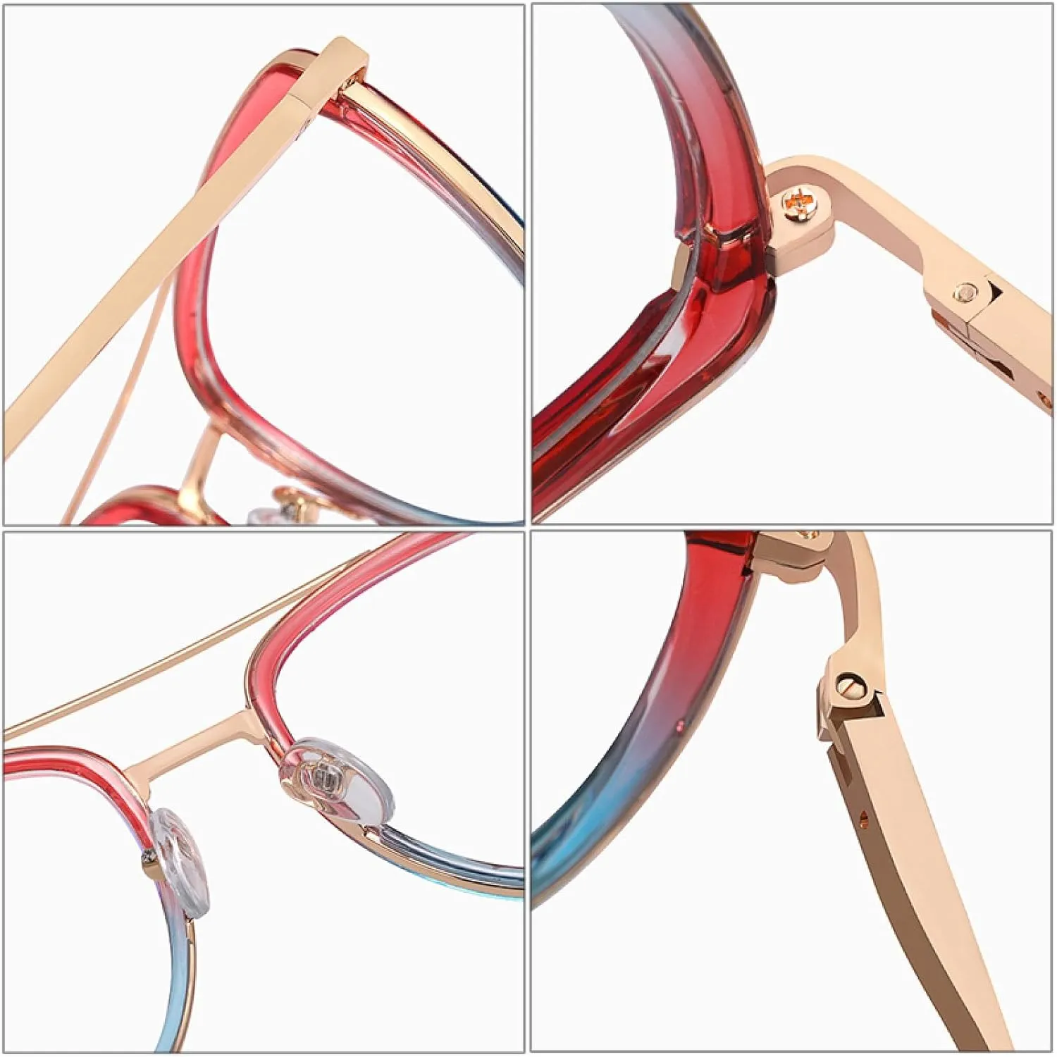 Retro Metal Double Bridges Women Glasses Frames Fashion Clear Eyewear Men Double Color Frame