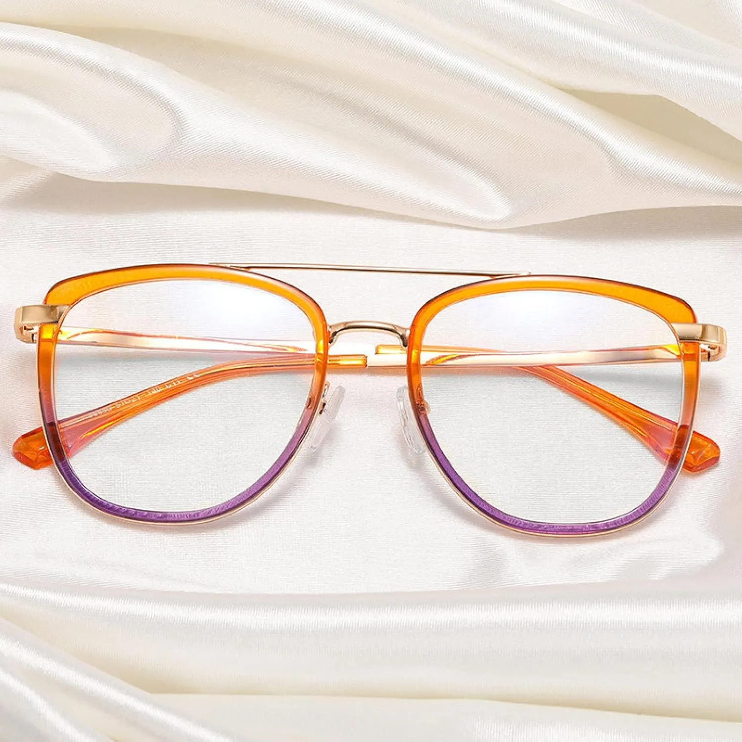 Retro Metal Double Bridges Women Glasses Frames Fashion Clear Eyewear Men Double Color Frame