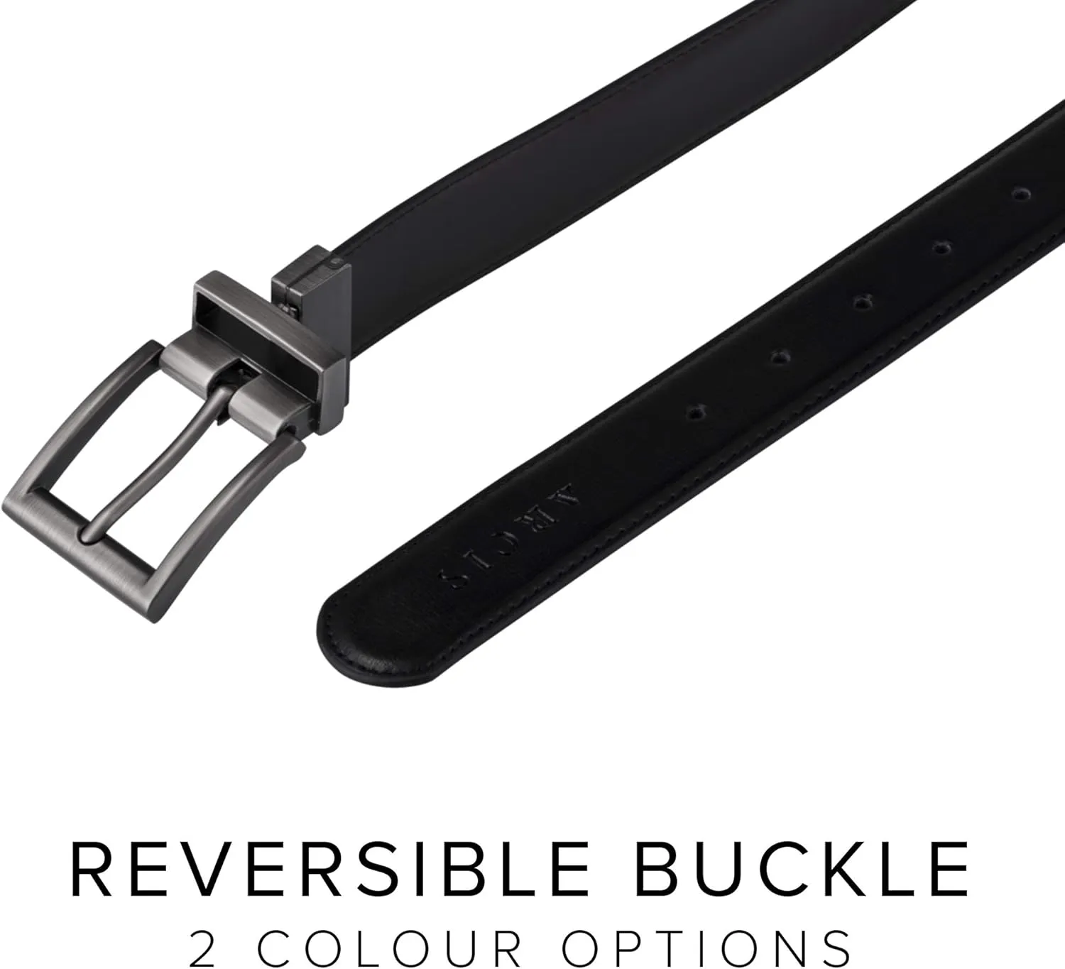 Reversible Belts for Men, Black and Brown - Cowhide Minimalist Belt for Work or Everyday