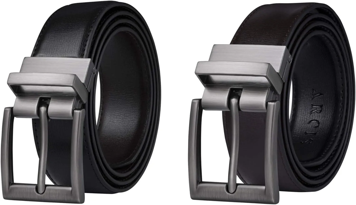 Reversible Belts for Men, Black and Brown - Cowhide Minimalist Belt for Work or Everyday