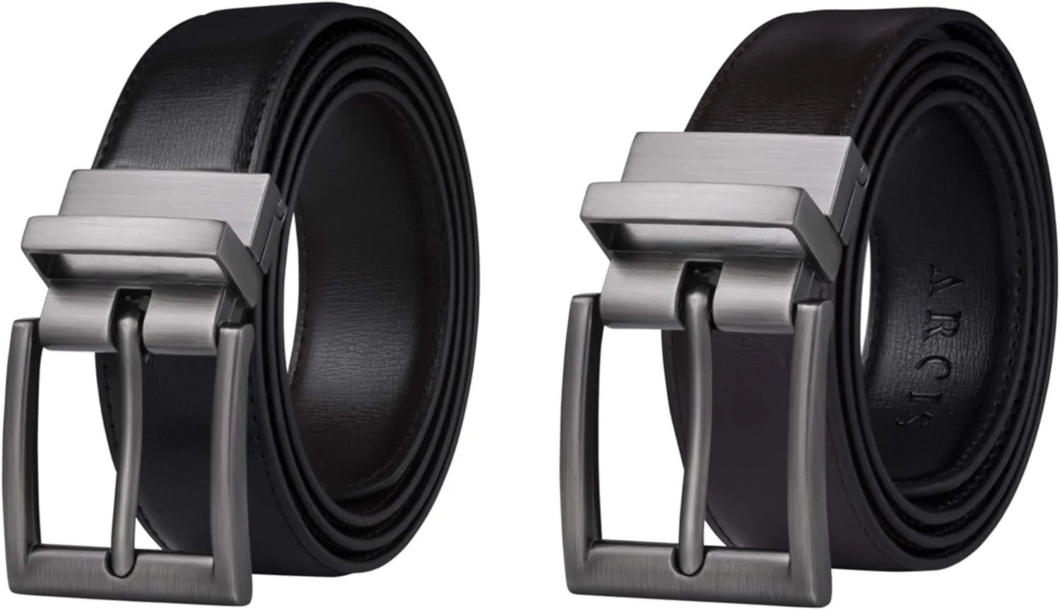 Reversible Belts for Men, Black and Brown - Cowhide Minimalist Belt for Work or Everyday