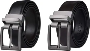 Reversible Belts for Men, Black and Brown - Cowhide Minimalist Belt for Work or Everyday