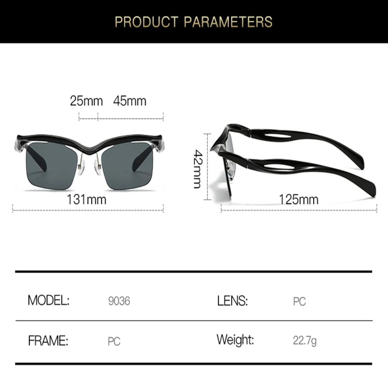 Rimless Rectangle Sunglasses Women Men Luxury