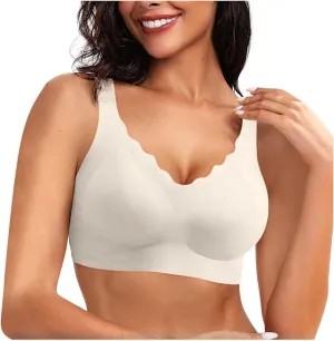 Scalloped Womens Bras No Underwire Wireless Seamless Bra Push Up Bralette Full Coverage Comfort Raceback Everyday Bra