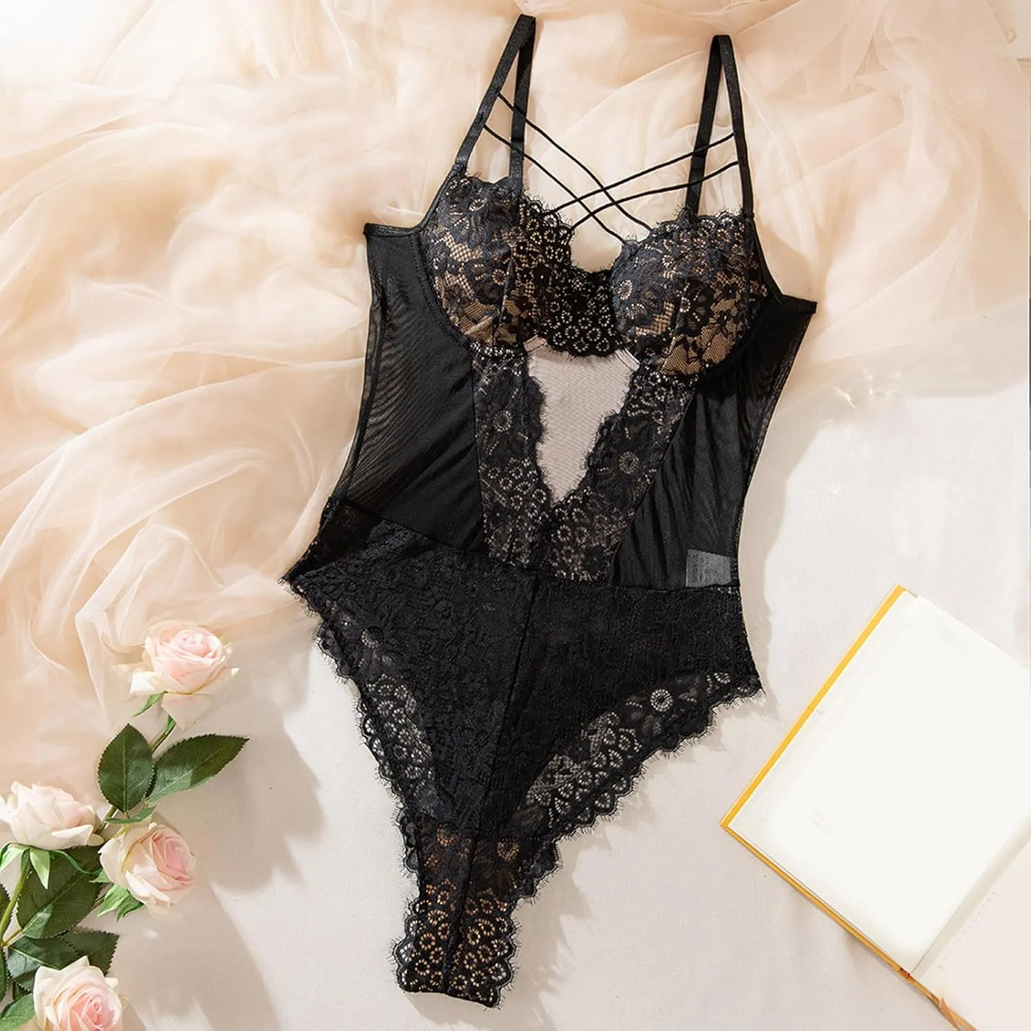 Sexy Lingerie for Women Naughty Outfits Velvet Teddy Bodysuit Babydoll Chemise All Adjustable Bra Panty
