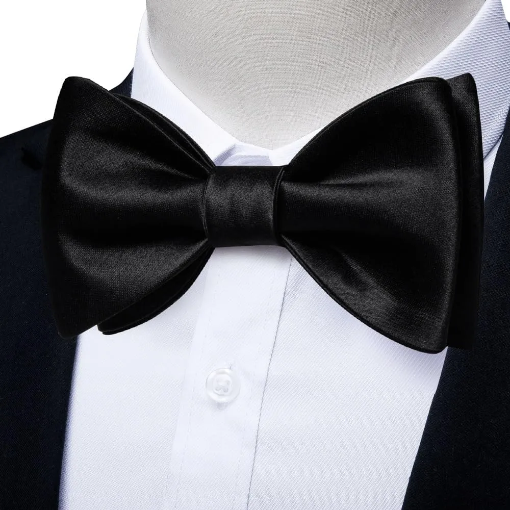 Silk Bow Ties for Man Accessories Classic Solid Men Self-tie Bowties Pocket Square Cufflinks Set Wedding