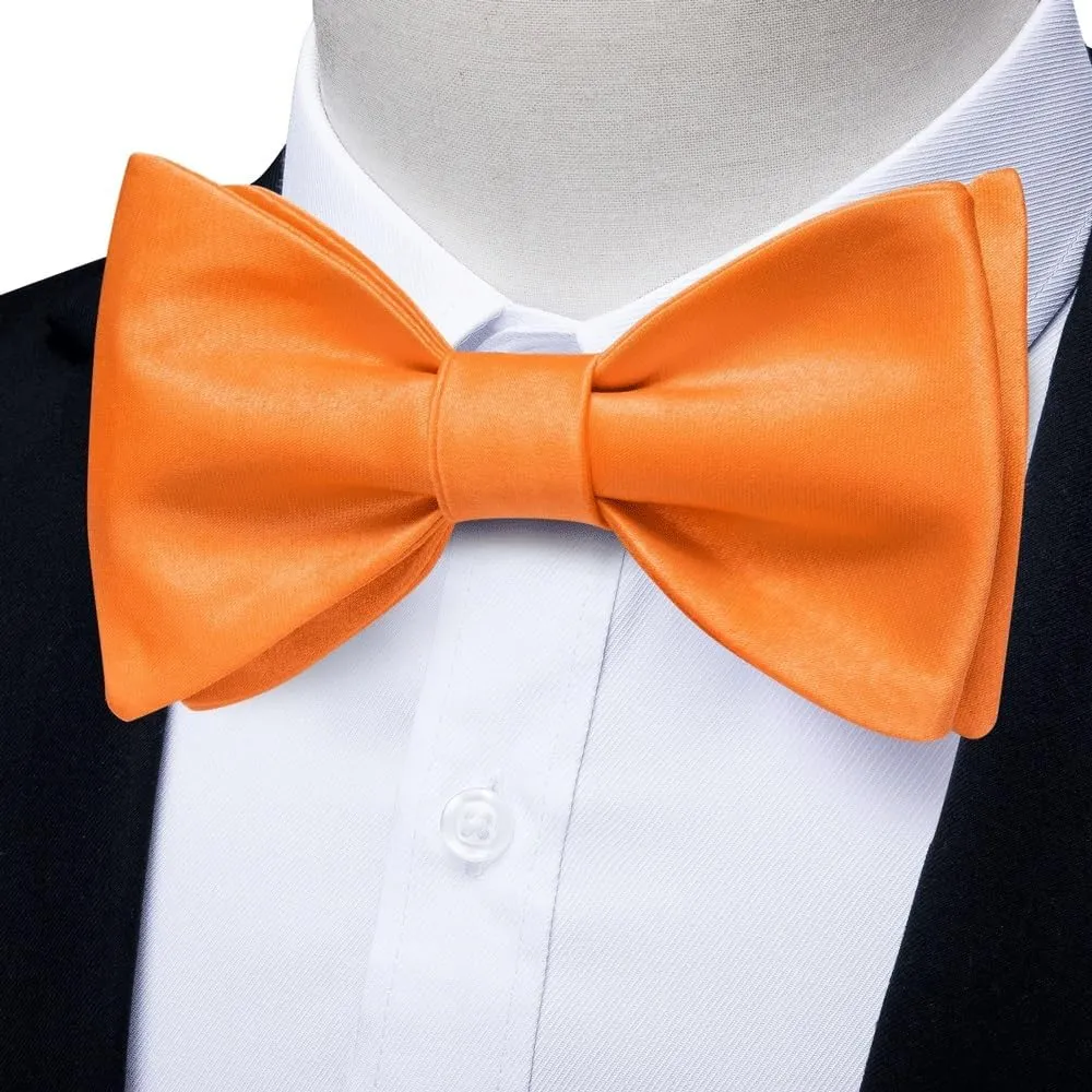 Silk Bowties Wedding Party Groom Self-tie Bow Ties Hanky Cufflinks Sets Men Knots Gift
