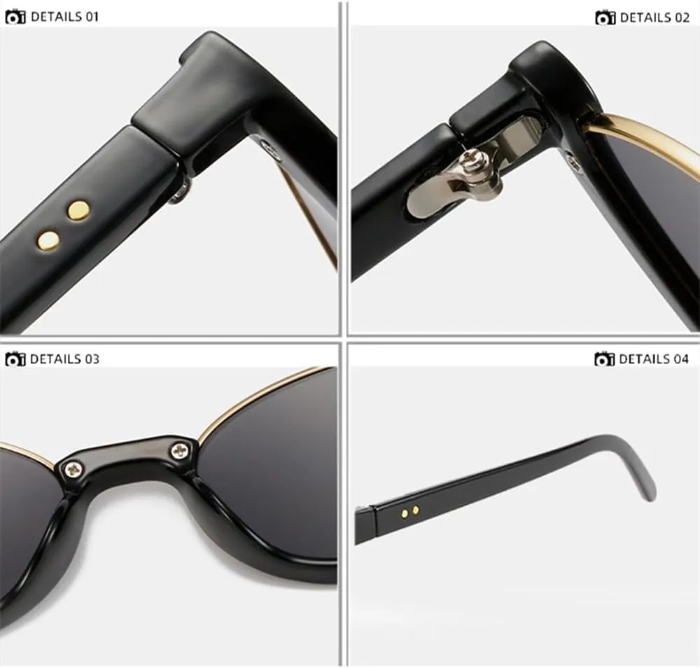 Small Frames Cat Eye Sunglasses Women Rivet Vintage Shades Sun Glasses Female Fashion Eyeglasses Retro Eyewear UV400