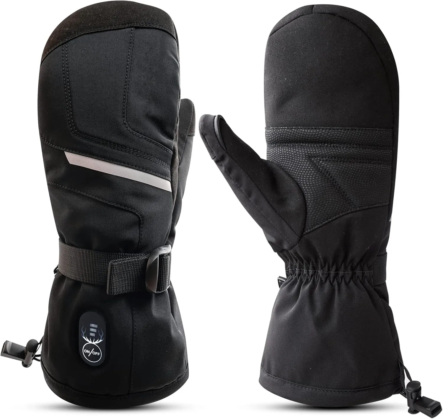 SNOW DEER Heated Ski Mittens for Men Women, Electric Mitts Gloves Rechargeable Battery Heated Hand Glove for Arthritis Skiing Hiking
