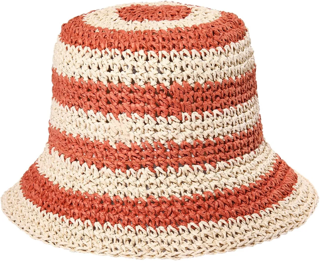 Straw Bucket Hats for Women Striped Crochet Sun Hats Foldable Floppy Beach Hats Summer Travel Accessories