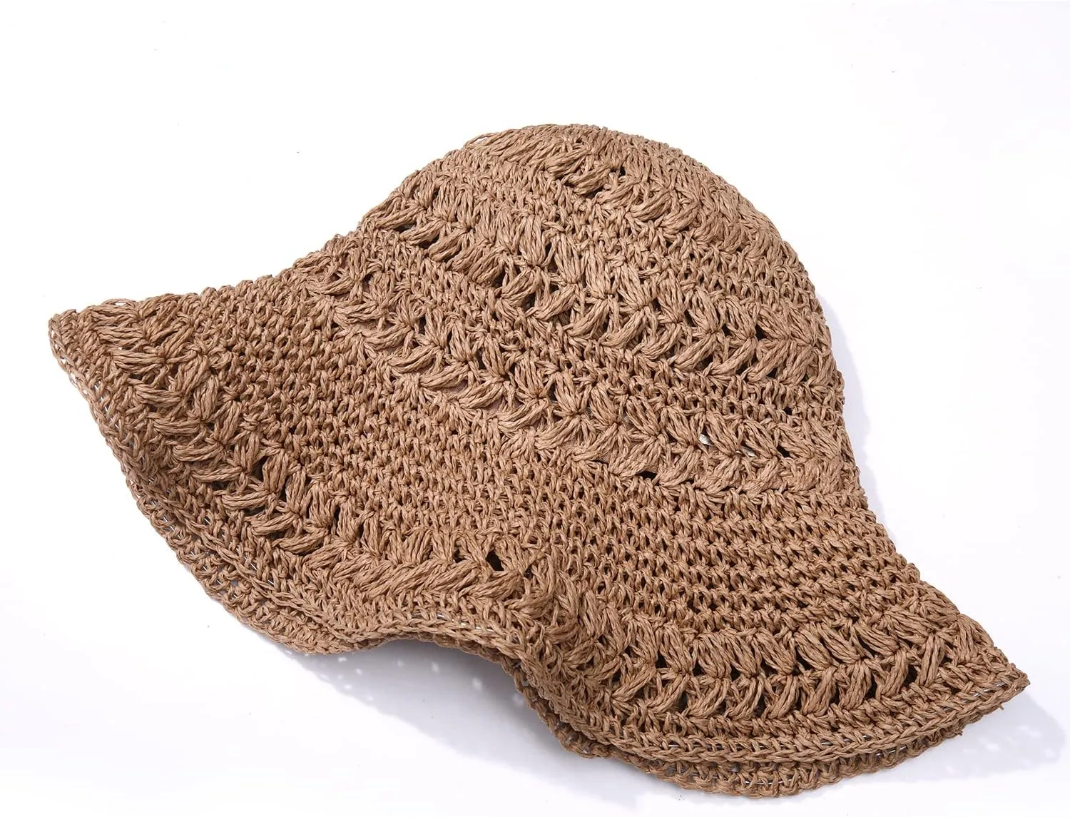 Straw Bucket Hats for Women Striped Crochet Sun Hats Foldable Floppy Beach Hats Summer Travel Accessories