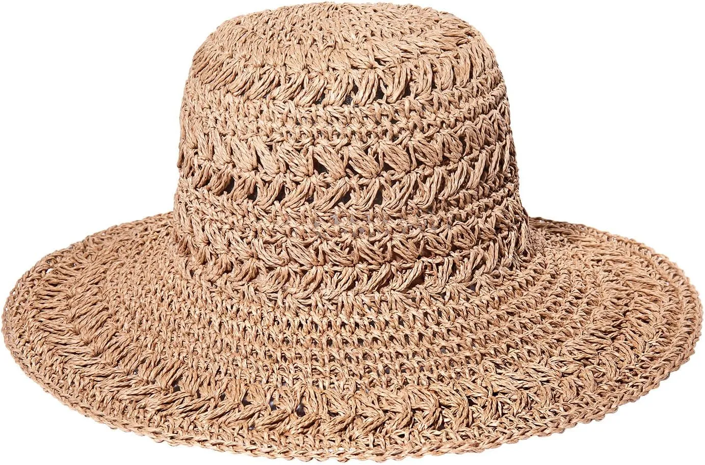 Straw Bucket Hats for Women Striped Crochet Sun Hats Foldable Floppy Beach Hats Summer Travel Accessories