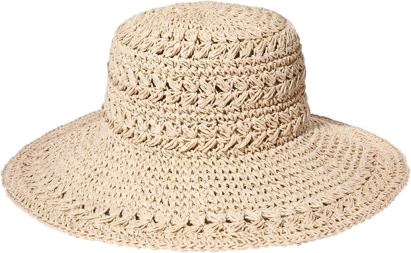 Straw Bucket Hats for Women Striped Crochet Sun Hats Foldable Floppy Beach Hats Summer Travel Accessories