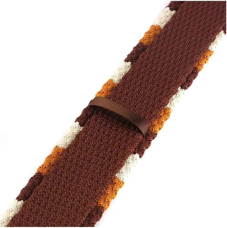Stripe Knit Ties For Men Women Casual Slim Men's Neckties Skinny Knitted Neck Tie For Wedding Party Brown Narrow Tie