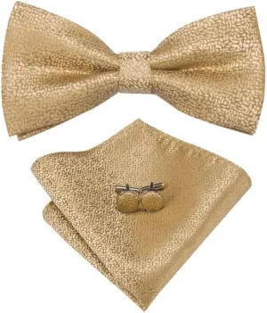 Striped Bow Ties Silk Self Tie Bow Tie Pocket Square Cufflinks Set Wedding Gift