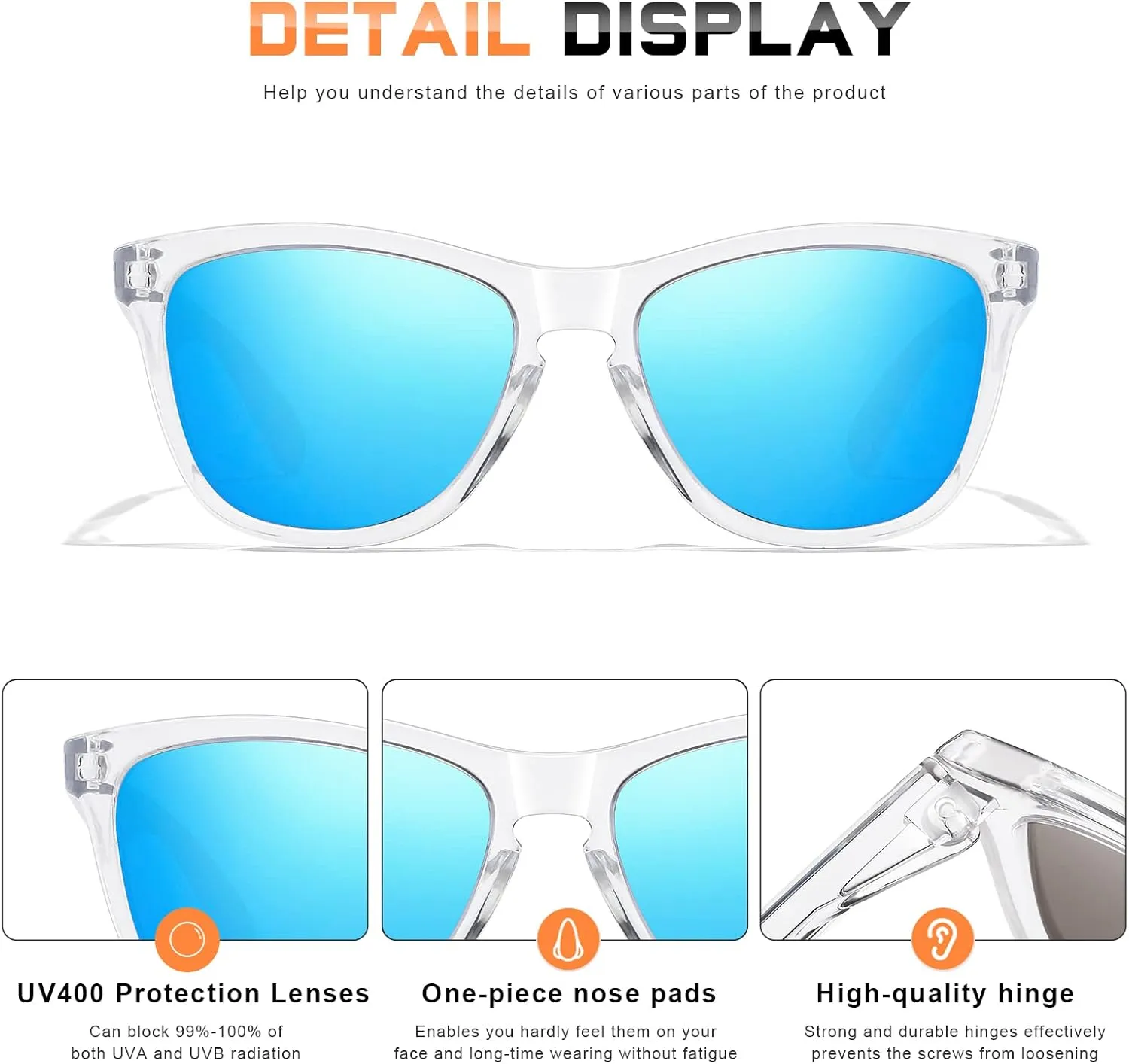 Sunglasses Womens Polarized Sunglasses for Women Trendy Designer Mirrored UV400 Protection Sun Glasses