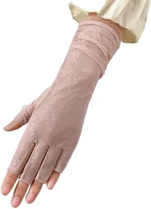 Sunscreen Half-finger Gloves Thin Ice Silk Elastic Non-slip Breathable Touch Screen