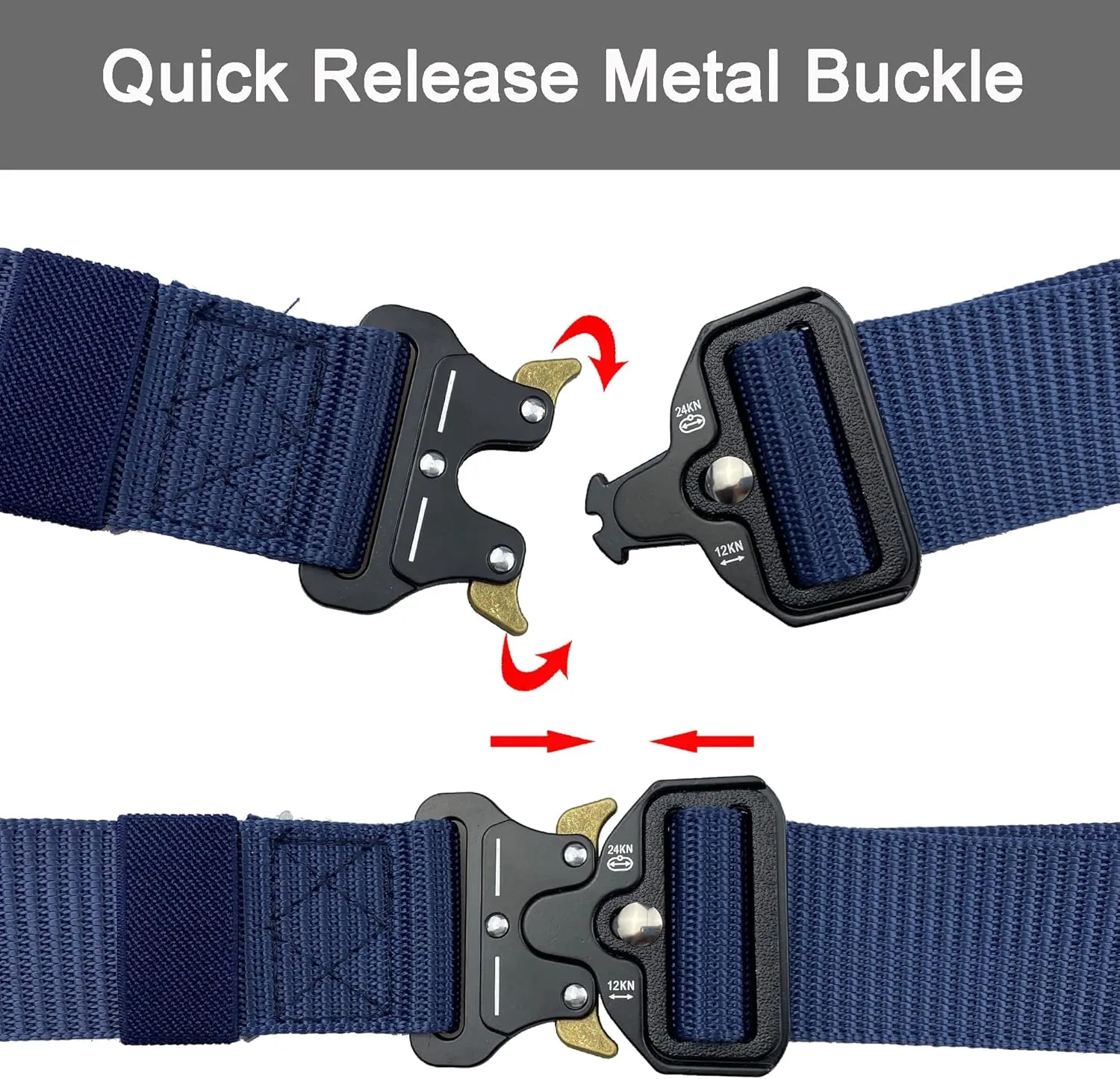 Tactical Belt: Military Style Quick Release Metal Zinc Alloy Buckle Belts - 1.5" Polyester Web Work Belt