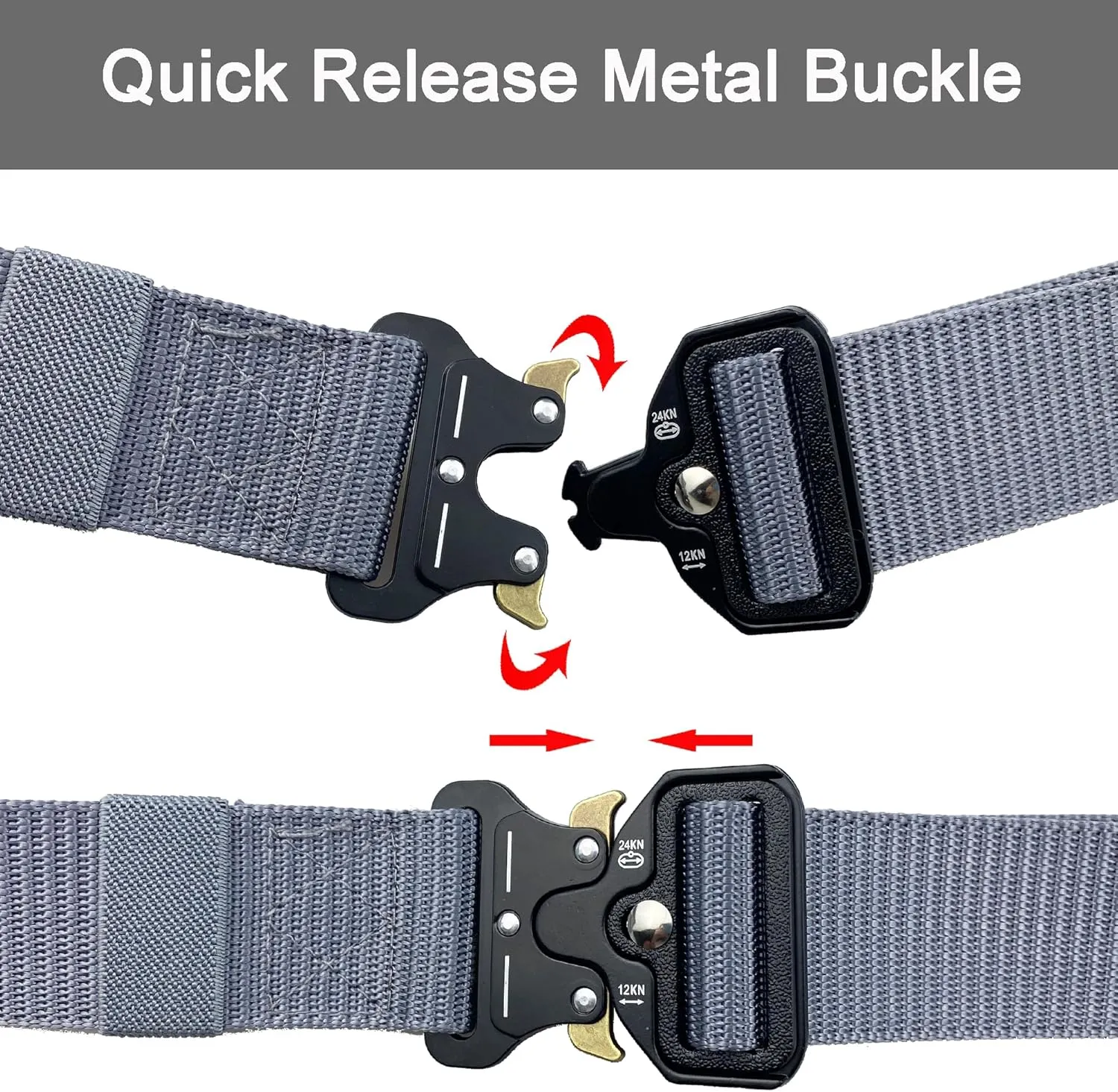 Tactical Belt: Military Style Quick Release Metal Zinc Alloy Buckle Belts - 1.5" Polyester Web Work Belt